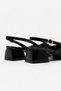 Women's Patent Leather Pointed Toe Cross-Strapped Buckle Short Heeled Open-Back Shoes - 6