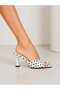 Emax Women's Satin Polka Dot Heeled Slippers – Stylish Open-Toe Casual and Evening Slippers