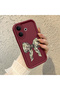 Vivo V60 Lite Compatible Case Camera Protector Claret Red Silicone Couple Phone Case Bow Tie Pattern - 3