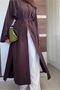 Poplin Fabric High Collar Oversize Slit Long Abaya Tunic