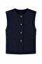 Linen Blend Buttoned Navy Blue Vest