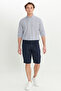 Men's Navy Blue 100% Linen Slim Fit Shorts with Elastic Waist and Side Pockets