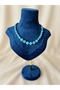 Natural Turquoise Stone Necklace 52 cm – Handmade Natural Stone Necklace – Blue Turquoise Evil Eye Design