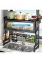 Kitchen Dish Cabinet Rack Dustproof Drain Rack with Cover Storage Kitchen Organizer Black - 4