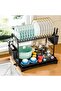 Dish Drying Rack for Kitchen Counter, 2-Tier Large Capacity Kitchen Organizers and Storage Rack with Cutlery Holder, Black