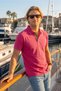 Pink Plain Casual Non-Curling Collar Summer Polo T-Shirt 100% Cotton Breathable Sailor T-Shirt - 4