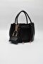 Women's Black Drawstring Crossbody Hand and Shoulder Bag with Charm Accessories - 3