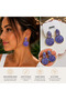 Maisonlune Purple Marble Patterned Gold Detailed Dangle Earrings Modern Geometric Women's Earrings
