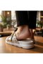 Valley Ethnic Pattern Gold Staple Detailed Side Buckle Glittery Comfort Slippers - 7