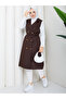 Women's Double-Breasted Buttoned Belted Long Vest Rc3150 - 4
