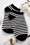 Women's Black and White 6-Piece Striped Socks Set - Soft Cotton - 2