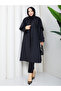 Cape-Covered Buttoned Belted Hijab Trench Coat Rc3142 - 3