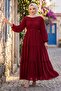 Tie Waist Ruffle Detailed Lined Chiffon Dress Red Hm2942 - 3