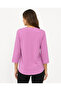 Women's V-Neck Pink Embroidered Relaxed Fit Blouse - 2