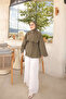 Khaki Bell-Tie Wide Sleeve Shirt - 2