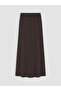 Özmarka New Season Brown Elastic Waist Flared Skirt - 7
