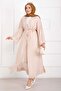 Gold Buttoned Lace-Up Long Kimono Beige - 4