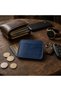 Card Holder, Genuine Leather, Handmade, 4 Cards + Divider, Shawl Pattern, Blue