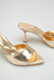 Women's Heeled Slippers – Mirrored Metallic Open Toe Thin Heel Evening Dress Slippers 9 cm - 2