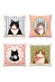 Framed Cats Patterned 4-Piece Throw Pillow Cover Set - 3