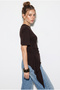Women's Bitter Coffee Waist-Fitted Soft Textured Cotton Asymmetrical Cut Short Sleeve Blouse Öb261054 60286435 - 5