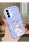 Samsung Galaxy A17 Compatible Case Camera Protector Blue Silicone Couple Phone Case Cat Pattern