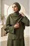 Krinkle Textured Stylish Hijab Double Set 2294-01 Khaki - 3
