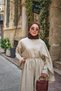 Women's Sleeve-Cape Detail Waist-Tie Loose Trousers Stone - 3