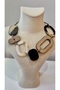 Women's Geometric Circle Detailed Ethnic Necklace - Bohemian Necklace with Wooden and Marble Patterned Cord - 2