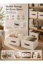 SOTEN 4-Pack Collapsible Storage Bins with Leather Handles, Foldable Fabric Storage Cubes for Closet Shelves, Large Capacity Storage Boxes for Clothes Toys Towels Bedroom Living Room Nursery Organizat - 4