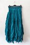 Petrol Green Lined Fringed Cut Elastic Waist Casual Wrinkled Long Woven Skirt 95 70 - 2