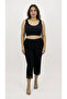 Plus Size Lycra Elastic Waist Slim Viscose Women's Capri Leggings with Embroidered Leg Detail