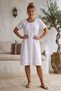 White Lace Collar Short Sleeve Lined Skirt Embroidered Casual Cotton Woven Dress 102 55 - 7