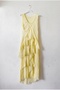 Italian Lemon V-Neck Sleeveless Lined Washable Segmented Collar Sequined Silk Woven Dress 120 60 - 2