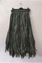 Khaki Lined Fringed Cut Elastic Waist Casual Wrinkled Long Woven Skirt 95 70 - 2