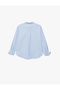 Bow Detailed Long Sleeve Oversized Striped Shirt - 5