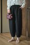 Women's Pants with Double Pocket Detail on the Back, Elastic Waist and Laces, Black - 5
