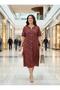 Short Sleeve Viscose Burgundy Hijab Dress with Cherry Blossom Pattern on the Floor, Plus Size Mother's Dress - 7