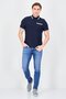 Men Regular Fit Textured Short Sleeve Polo Shirt, Navy - 4