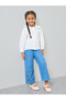 Girls White Peter Pan Collar Long Sleeve Shirt - 2