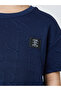 Boys Navy Blue Embossed Detail T-Shirt And Shorts Set - 3