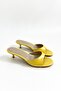 Sofy Yellow Patent Leather Mini Heel Round Toe Women's Slippers