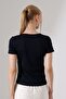 Women's Modal Brooch Detailed Draped Short Sleeve Blouse - 8