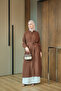 Women's Hidden Buttoned Waist Tie Dress Brown - 2