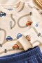 Baby boy car patterned ribbed top and bottom set 3-6-9-12 months old - 3