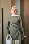 Women's Side Tie Detail Stitched Tunic Khaki Green - 8