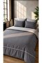 Silent Gray 100% Cotton Embroidered 6 Piece Double Duvet Cover Set - 2