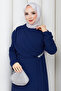 Women's Stone Detailed Draped Hijab Chiffon Evening Dress - 8