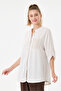 Women's Beige Italian Judge Collar Foldable Sleeve Sequined Oversize Viscose Shirt Size 40 - 44 - 5