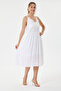 White Italian Lace Midi Dress with Elastic Back and Straps, Sizes 38 - 42 - 4
